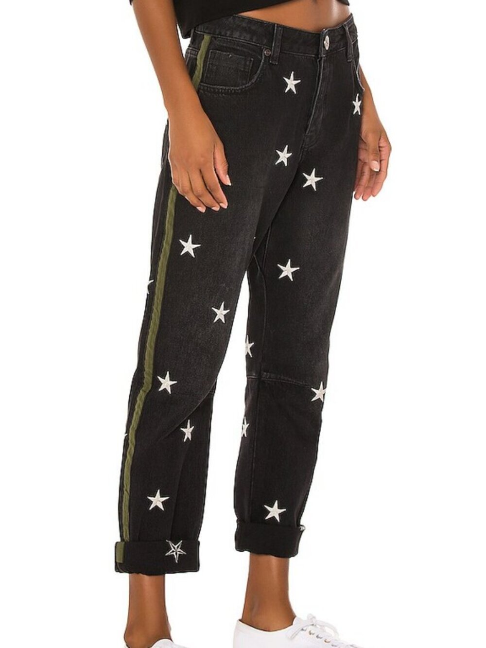 Revolve One Teaspoon Saints Boyfriend Black Star Button Fly Jeans